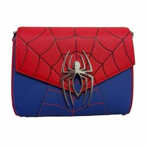 NWT Loungefly Marvel Spider Man Color Block Crossbody Bag Adjust Comic Con 9”